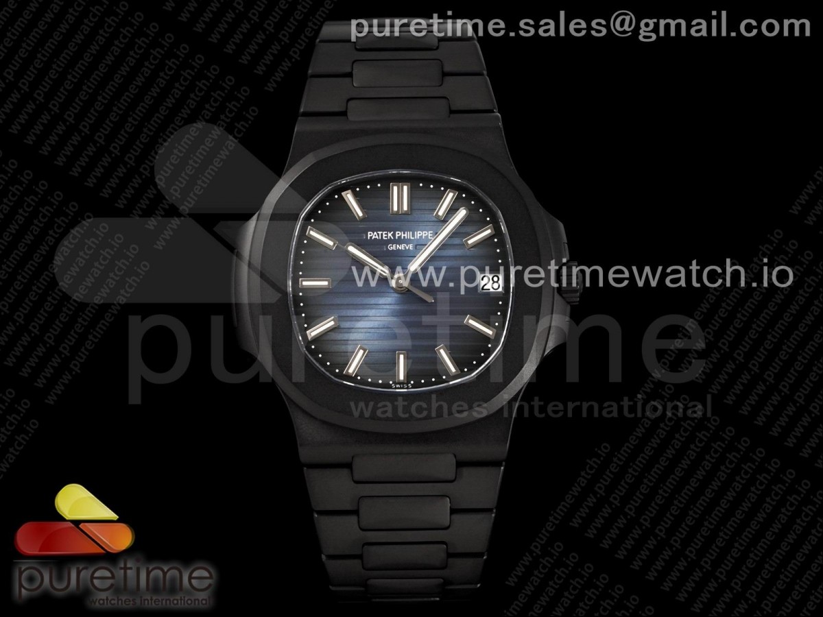 PPF V4 파텍필립 노틸러스 5722 PVD블랙 블루다이얼 스틸브레이슬릿 Nautilus 5711 PVD All Black PPF 1:1 Best Edition Blue Textured Dial on PVD Bracelet 324CS (Free box) V4