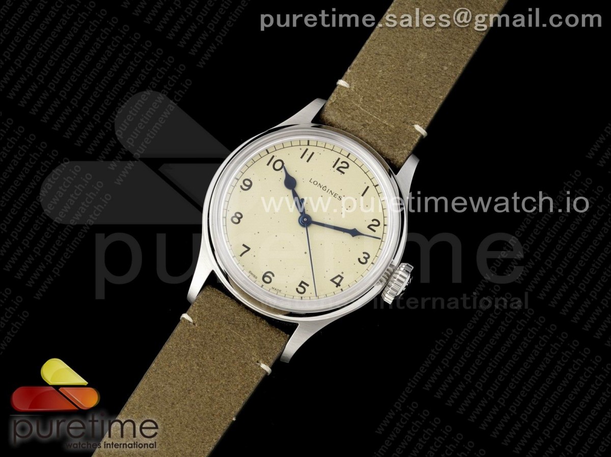 XBF 론진 헤리티지 밀리터리 크림다이얼 브라운가죽스트랩 Heritage Military SS XBF 1:1 Best Edition Cream Dial on Brown Leather Strap A2824