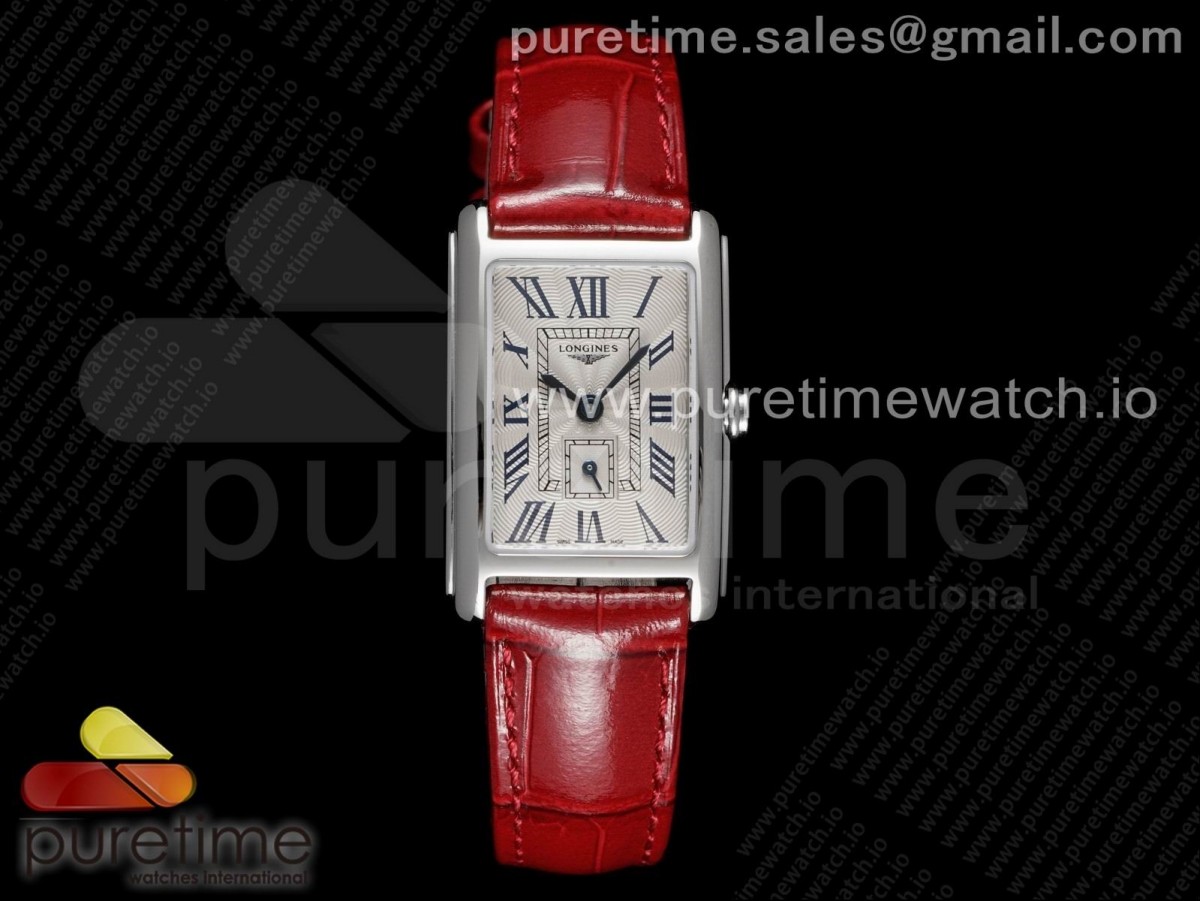 8848F 론진 돌체비타 23미리 화이트다이얼 레드악어가죽스트랩 DolceVita 23mm Ladies Watch 8848F 1:1 Best Edition White Dial on Red Croco Strap Swiss Quartz