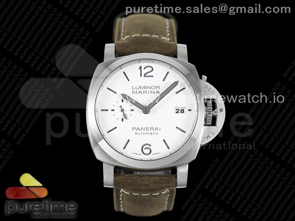 (NEW) VSF 파네라이 루미노르 마리나 42미리 화이트다이얼 브라운가죽스트랩 PAM1394 Luminor Marina 42mm VSF Best Edition White Dial on Brown Asso Strap P.9010 Clone