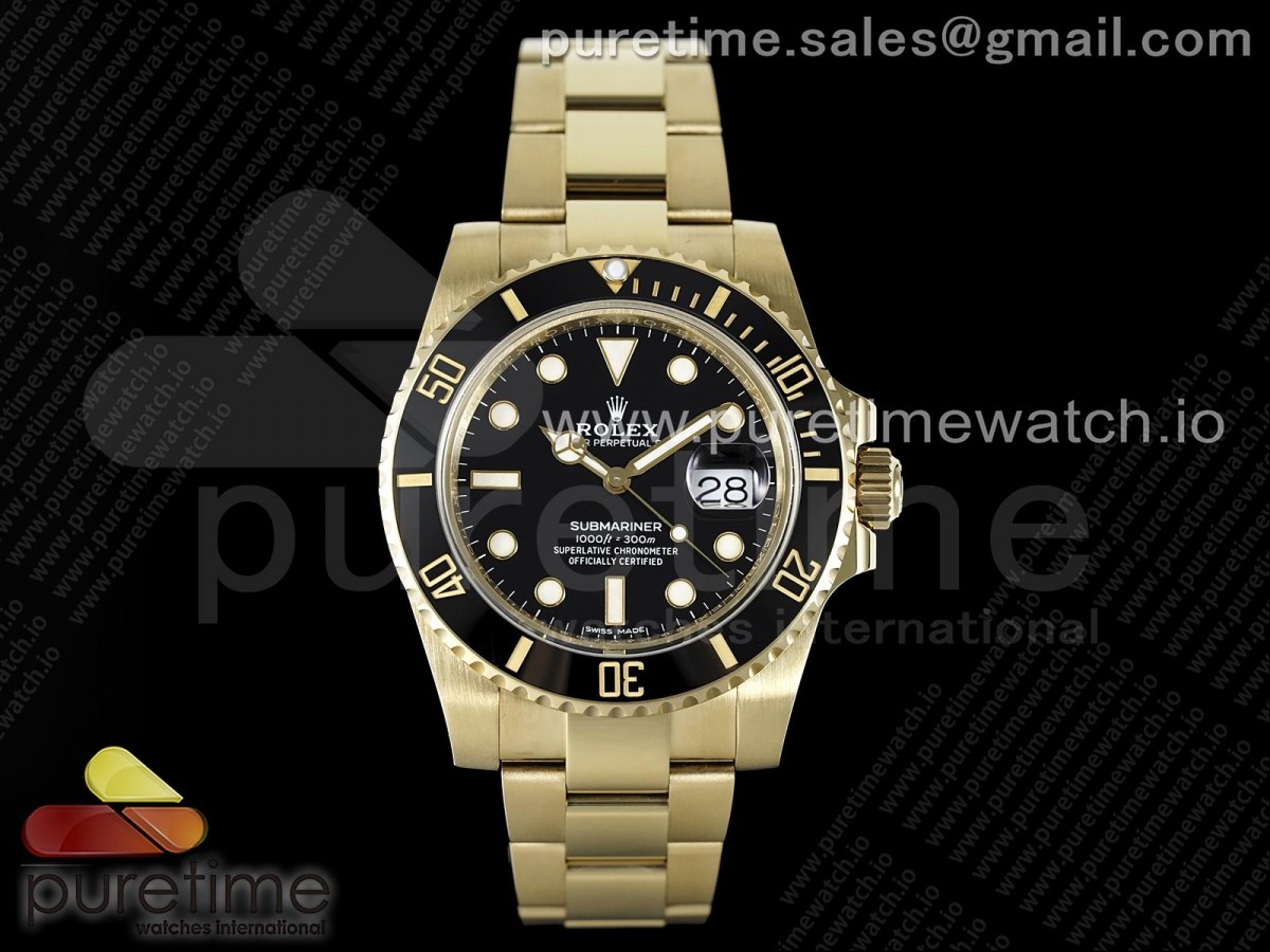 GMF 롤렉스 서브마리너 금통 블랙다이얼 스틸브레이슬릿 Submariner 116618 LN Black Ceramic YG Plated 904L Steel GMF 1:1 Best Edition SA3135