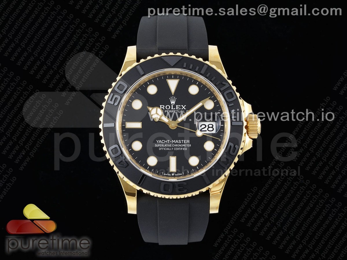 (NEW) VSF 롤렉스 요트마스터 옐로우골드 블랙다이얼 블랙세라믹베젤 블랙러버스트랩  Yacht-Master 42mm 226658 VSF 1:1 Best Edition 3D Black Ceramic Bezel on Black Rubber Strap VS3235