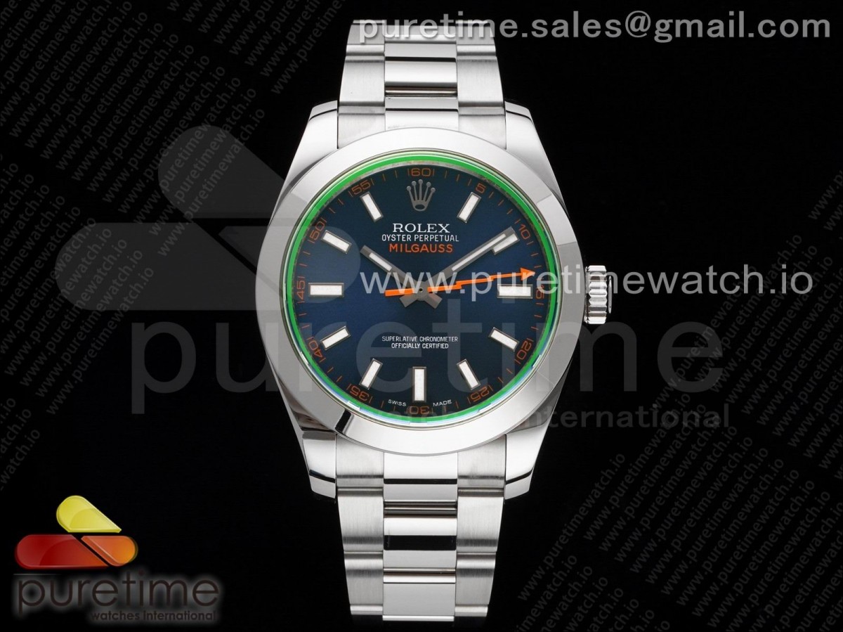 ARF 롤렉스 밀가우스 블루다이얼 스틸브레이슬릿 Milgauss 116400 GV 904L Steel ARF 1:1 Best Edition Blue Dial on Bracelet SH3131