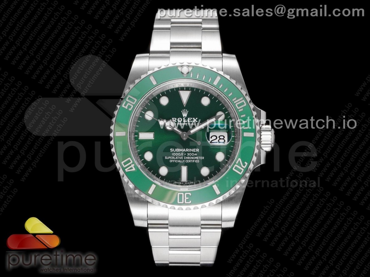 V6F 롤렉스 서브마리너 헐크 그린다이얼 스틸브레이슬릿 Submariner 116610 LV Green Ceramic 904L Steel V6F 1:1 Best Edition A2824