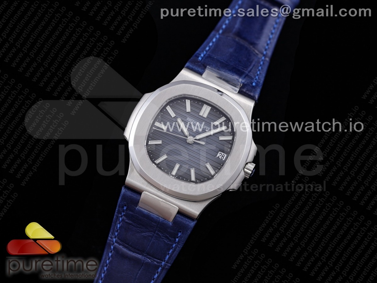 GRF 파텍필립 노틸러스 5711 그레이다이얼 블루가죽스트랩 Nautilus 5711 SS GRF 1:1 Best Edition Gray Blue Textured Dial on Blue Leather Strap 324CS