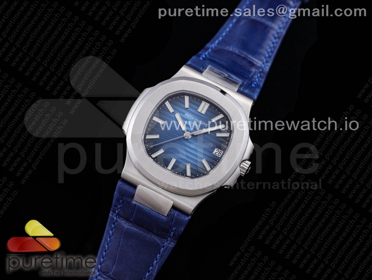 GRF 파텍필립 노틸러스 5711 블루다이얼 블루가죽스트랩 Nautilus 5711 SS GRF 1:1 Best Edition Blue Textured Dial on Blue Leather Strap 324CS