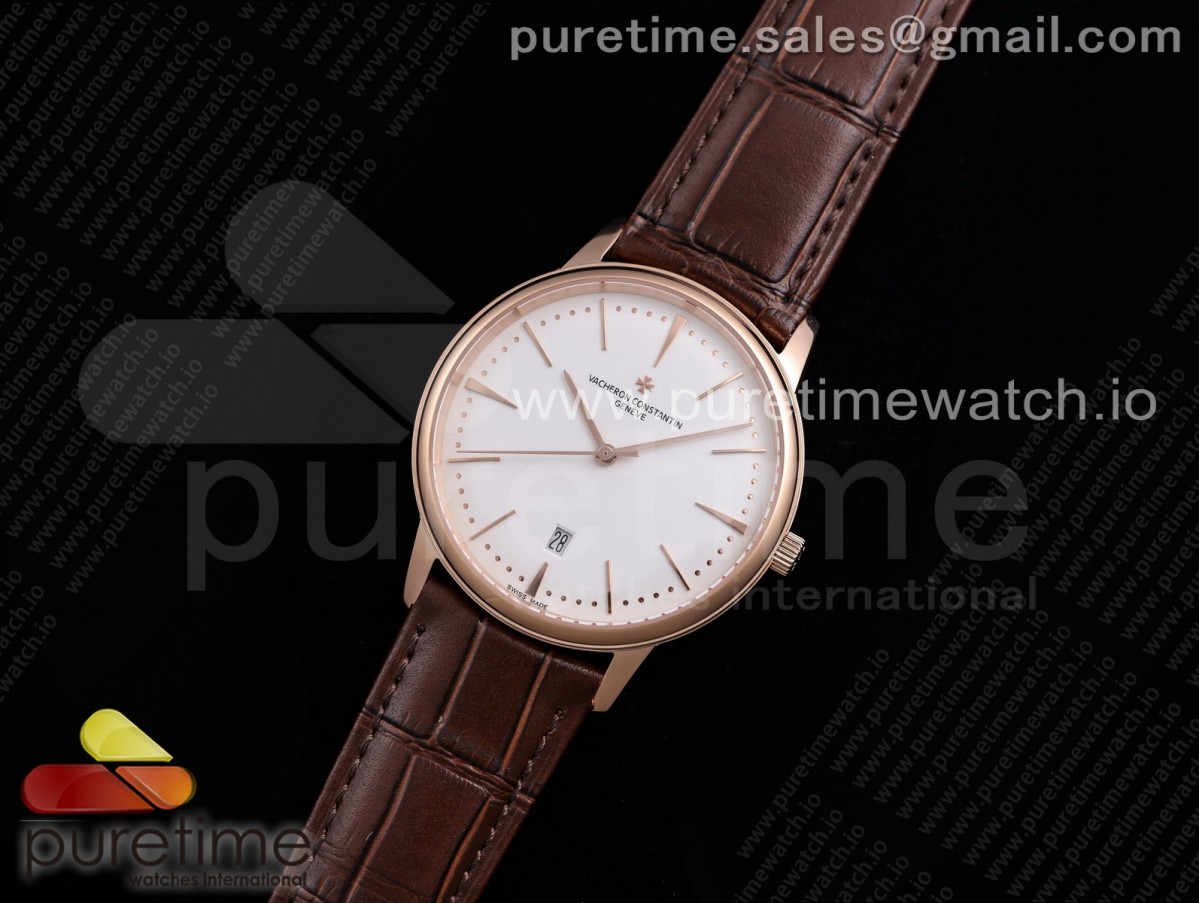 OXF 콘스탄틴 패트리모니 데이트 로즈골드 화이트다이얼 브라운가죽스트랩 Patrimony Date RG OXF 1:1 Best Edition White Dial on Brown Leather Strap MIYOTA 9015