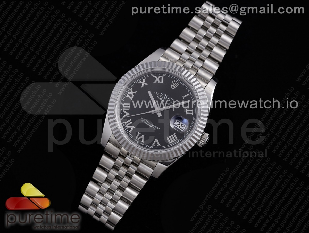 VRF 롤렉스 데이저스트41 블랙로만다이얼 스틸브레이슬릿 DateJust 41 126334 VRF 1:1 Best Edition 904L Steel Black Dial Roman Markers on SS Jubilee Bracelet A3235