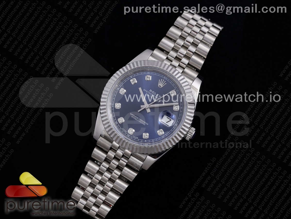 VRF 롤렉스 데이저스트41 블루텐포인트다이얼 스틸브레이슬릿 DateJust 41 126334 VRF 1:1 Best Edition 904L Steel Blue Dial Diamonds Markers on SS Jubilee Bracelet A3235