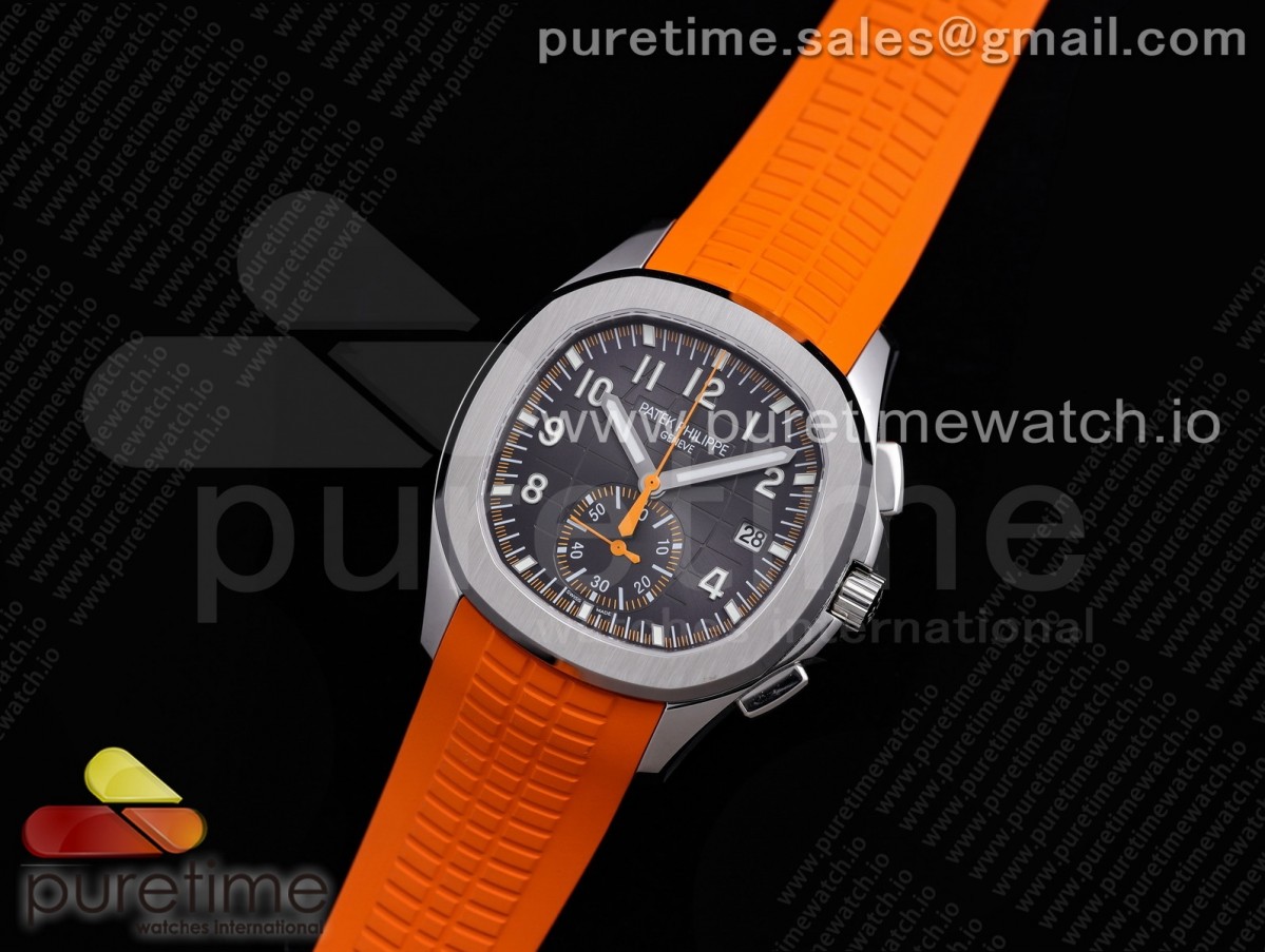 OMF 파텍필립 아쿠아넛5968 그레이다이얼 오렌지러버스트랩 Aquanaut 5968 SS OMF Best Edition Gray Dial on Orange Rubber Strap A520