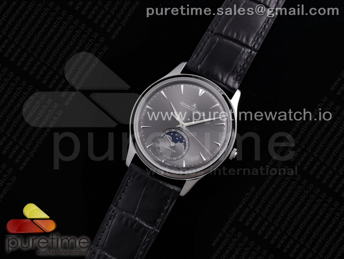 AZF 예거 마스터 울트라씬문 그레이다이얼 블랙가죽스트랩 Master Ultra Thin Moon SS AZF 1:1 Best Edition Gray Dial on Black Leather Strap A925