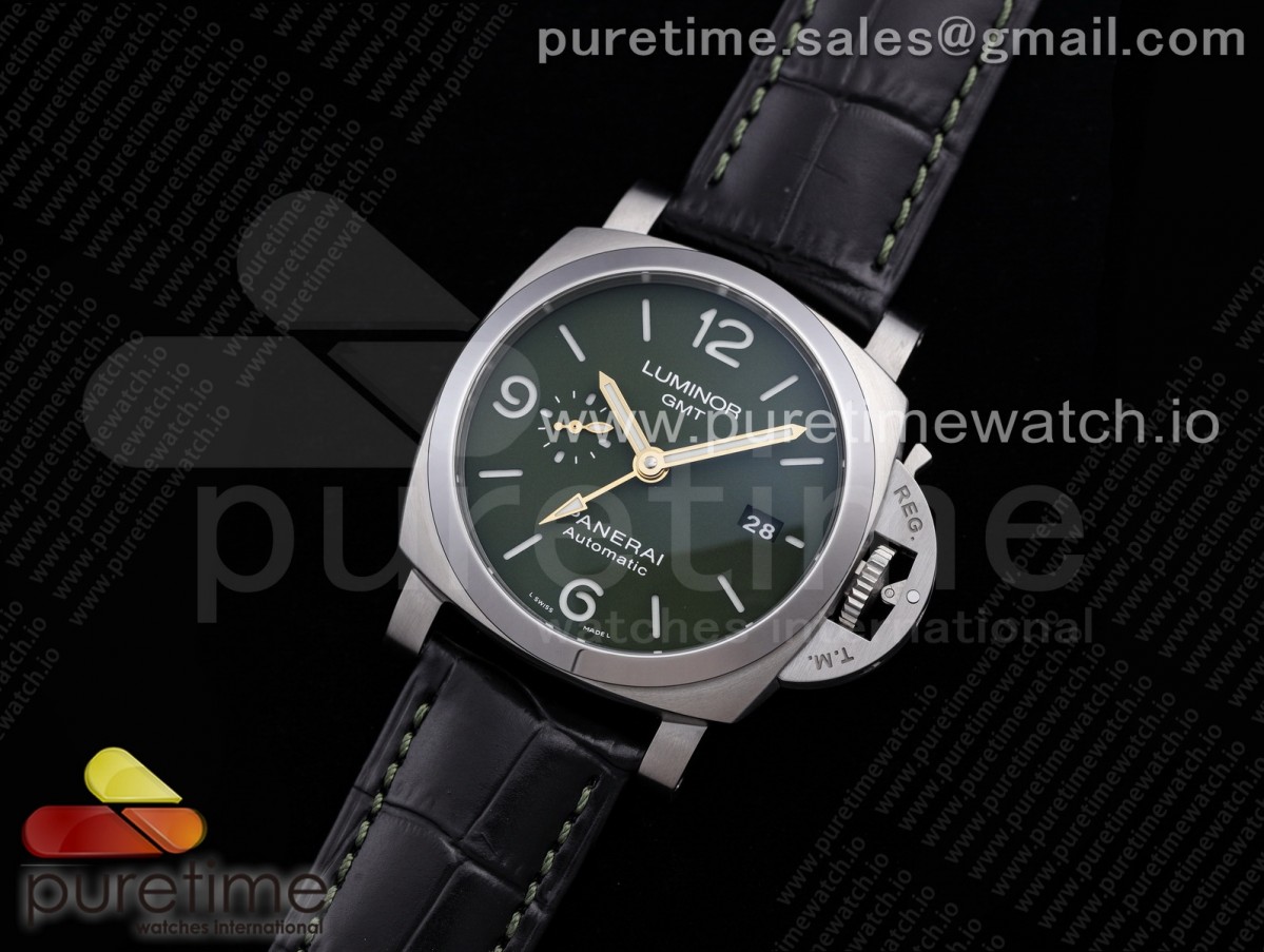 (NEW) VSF 파네라이 루미노르 지엠티 44미리 PAM1056 그린다이얼 블랙가죽스트랩 PAM1056 V GMT VSF 1:1 Best Edition Green Dial on Black Leather Strap P.9011 Super Clone