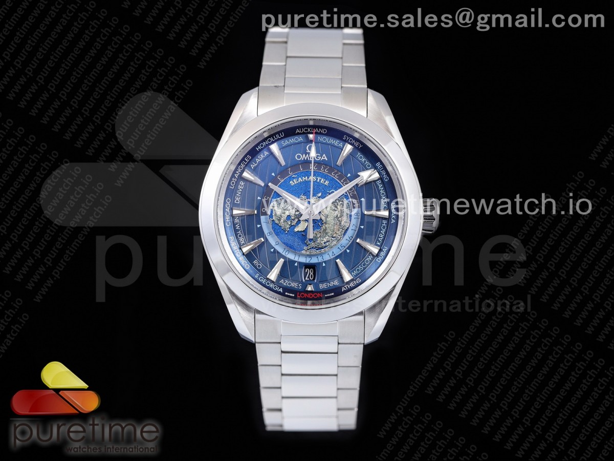 (NEW) VSF 오메가 아쿠아테라 월드타이머 블루다이얼 스틸브레이슬릿 Aqua Terra Worldtimer VSF 1:1 Best Edition Blue Dial on SS Bracelet A8938 Super Clone