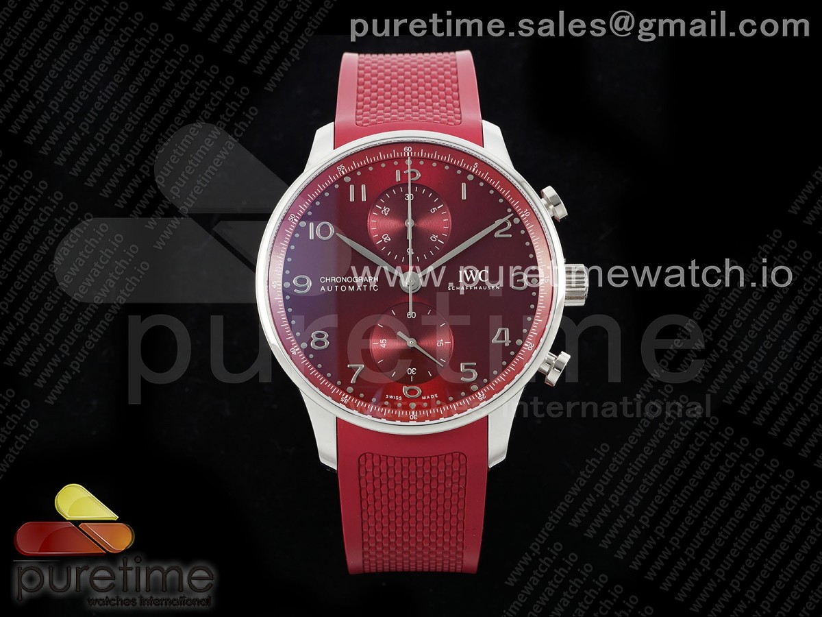 Z+F IWC 파일럿 포르투기저 크로노 레드다이얼 레드러버스트랩 Portuguese Chrono IW3716 Z+F 1:1 Best Edition Red Dial on Red Rubber Strap A69355