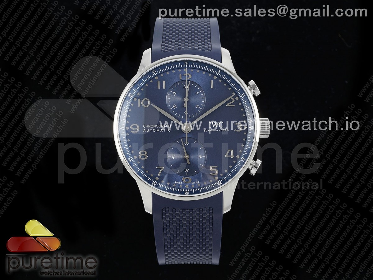 Z+F IWC 파일럿 포르투기저 크로노 블루다이얼 블루러버스트랩  Portuguese Chrono IW3716 Z+F 1:1 Best Edition Blue Dial on Blue Rubber Strap A69355