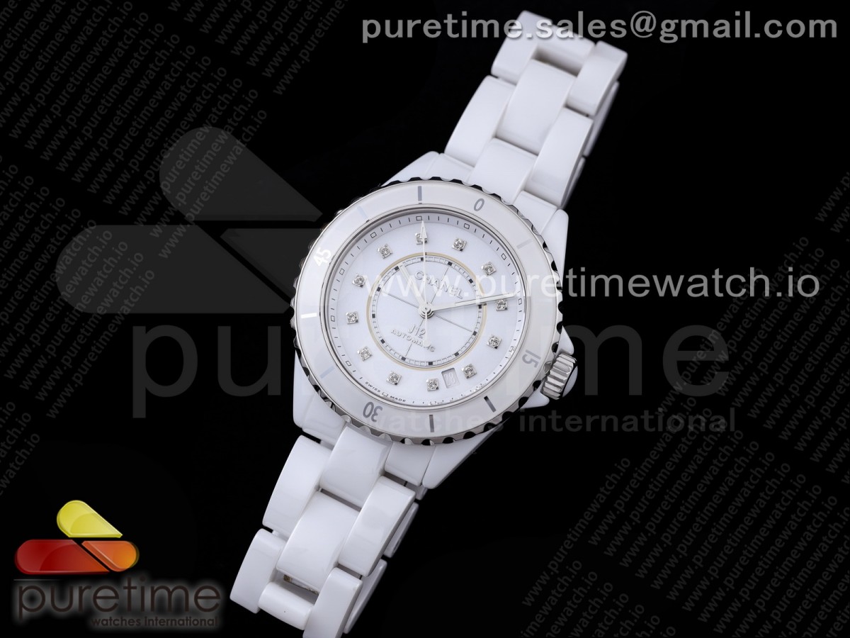 BVF 샤넬 J12 38미리 화이트세라믹 화이트다이얼 다이아인덱스 H5705 38mm BVF 1:1 Best Edition White Ceramic White Diamonds Dial on Bracelet MIYOTA 9015