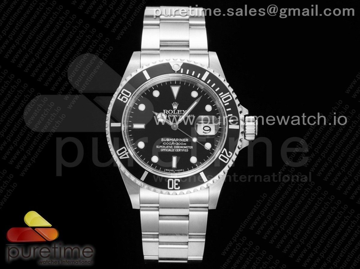 ARF 롤렉스 구형 서브마리너 블랙 블랙다이얼 스틸브레이슬릿 Submariner 16610 LN Black No Rehaut Engraving 904L Steel ARF1:1 Best Edition on SS Bracelet SH3135