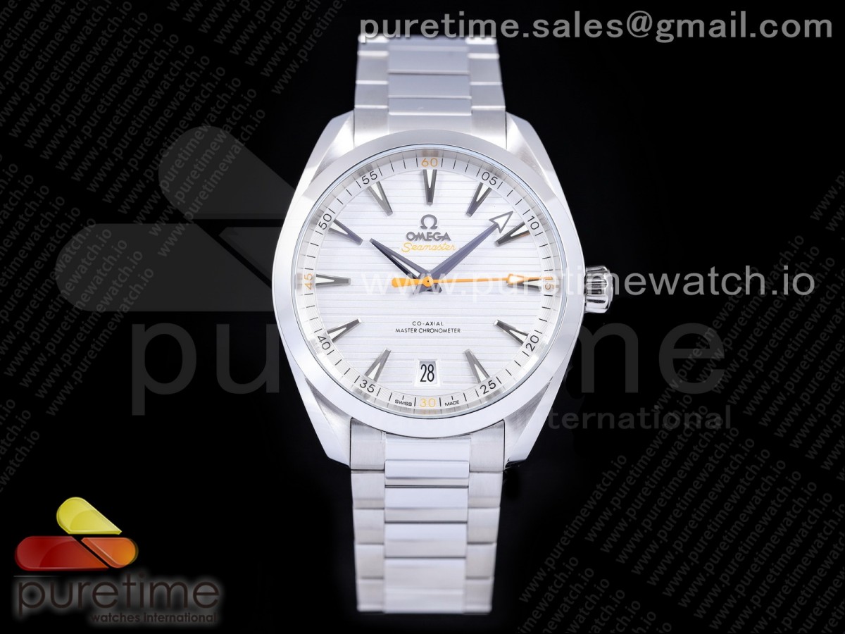 OXF 오메가 아쿠라테라 화이트다이얼 스틸브레이슬릿 Aqua Terra 150M Master Chronometers OXF 1:1 Best Edition White Dial Orange Hand on SS Bracelet Strap A8900