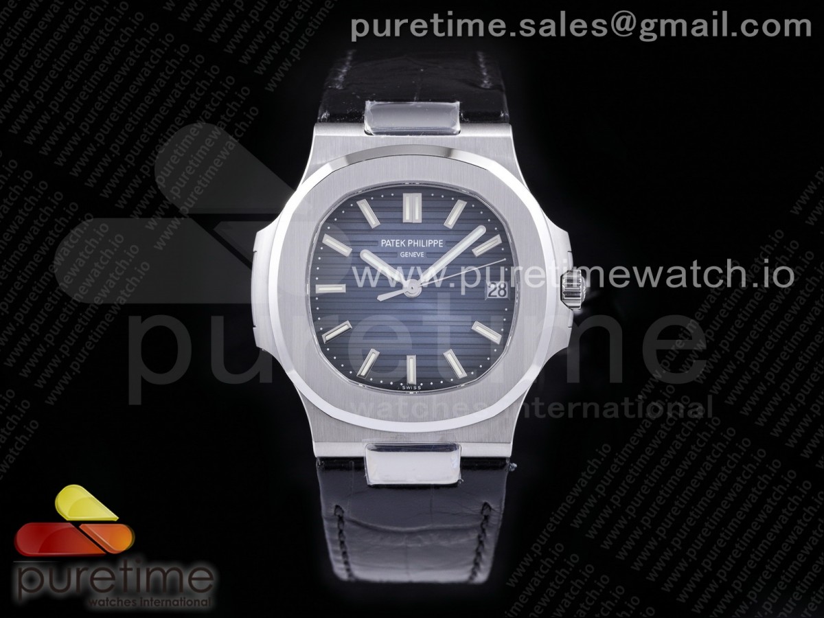 PPF V4 파텍필립 노틸러스5711 그레이다이얼 블랙가죽스트랩 Nautilus 5711/1A PPF 1:1 Best Edition Gray Textured Dial on Black Leather Strap 324CS (Free box) V4