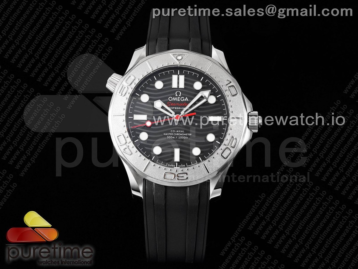 HRF 오메가 씨마스터 다이버300 넥톤 블랙다이얼 블랙러버스트랩 Seamaster Diver 300M Nekton HRF 1:1 Best Edition Black Dial on Black Rubber Strap A8806