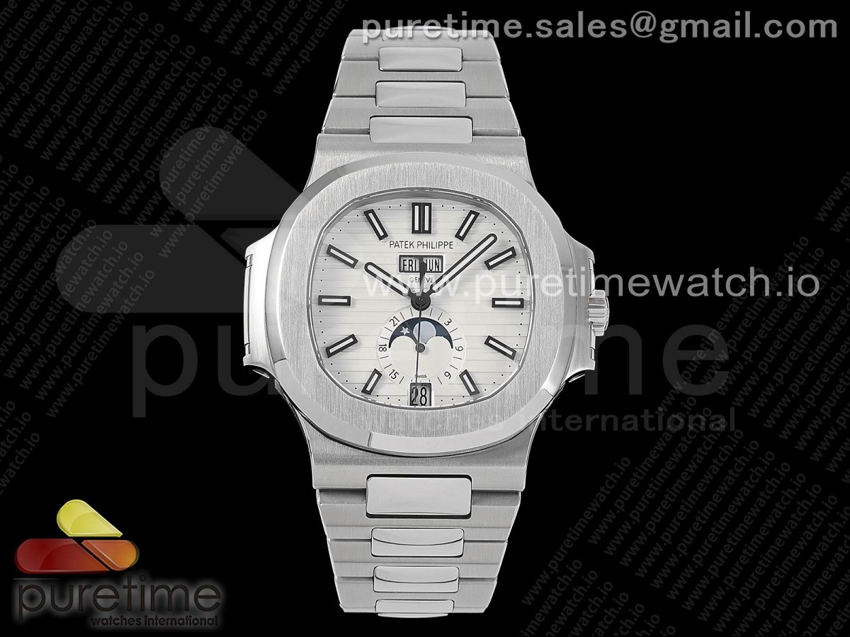 PPF 파텍필립 노틸러스 5726 화이트다이얼 스틸브레이슬릿 Nautilus 5726 Full Function SS PPF 1:1 Best Edition White Dial on SS Bracelet A324