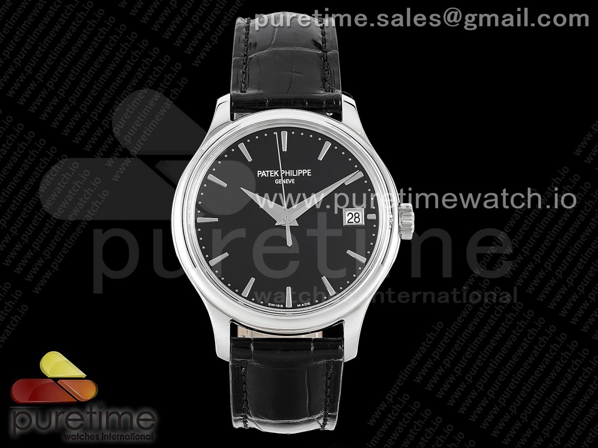 3KF V2 파텍필립 칼라트라바 5227 블랙다이얼 블랙가죽스트랩  Calatrava 5227 SS 3KF 1:1 Best Edition Black Dial on Black Leather Strap A324 Super Clone V2