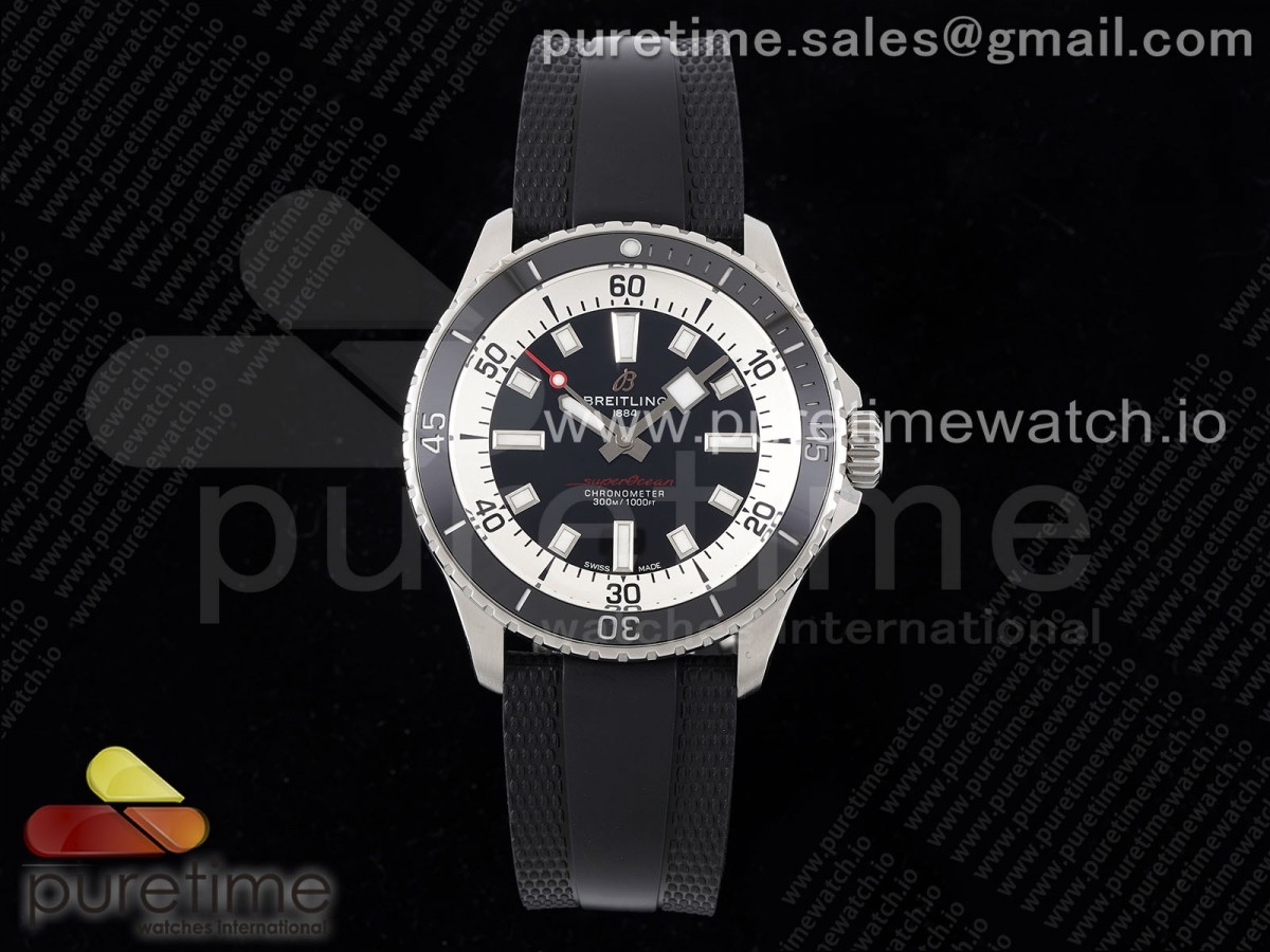 BLSF 브라이틀링 슈퍼오션 블랙다이얼 블랙러버스트랩 SuperOcean Automatic 42 SS BLSF 1:1 Best Edition Black Dial on Black Rubber Strap A2824