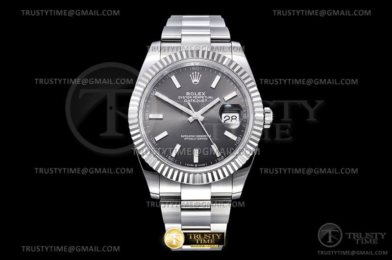 CLEANF 클린공장 롤렉스 데이저스트41 블랙다이얼 오이스터브레이슬릿 DateJust 41 126334 Clean 1:1 Best Edition 904L Steel Gray Stick Dial on Oyster Bracelet VR3235