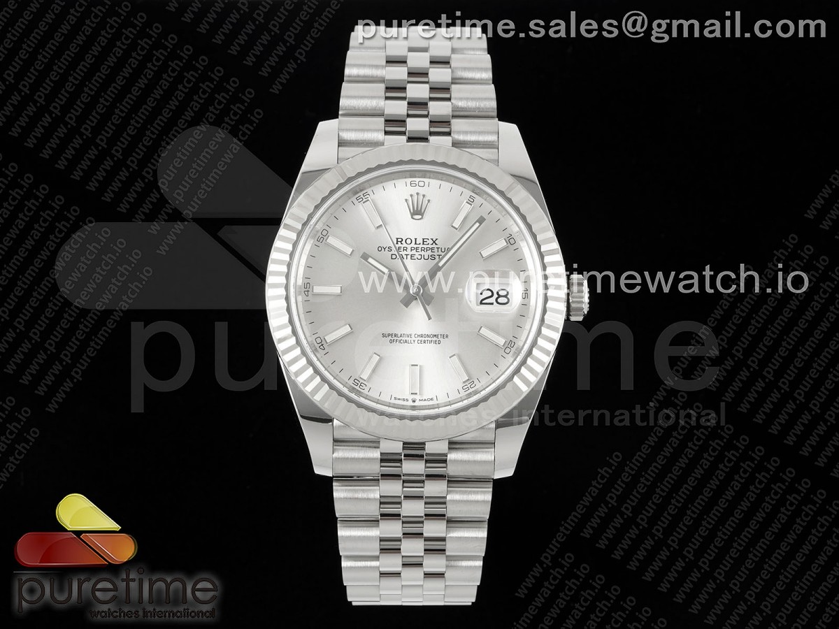 CLEANF 클린공장 롤렉스 데이저스트41 실버다이얼 쥬빌레브레이슬릿 DateJust 41 126334 Clean 1:1 Best Edition 904L Steel Silver Stick Dial on Jubilee Bracelet VR3235