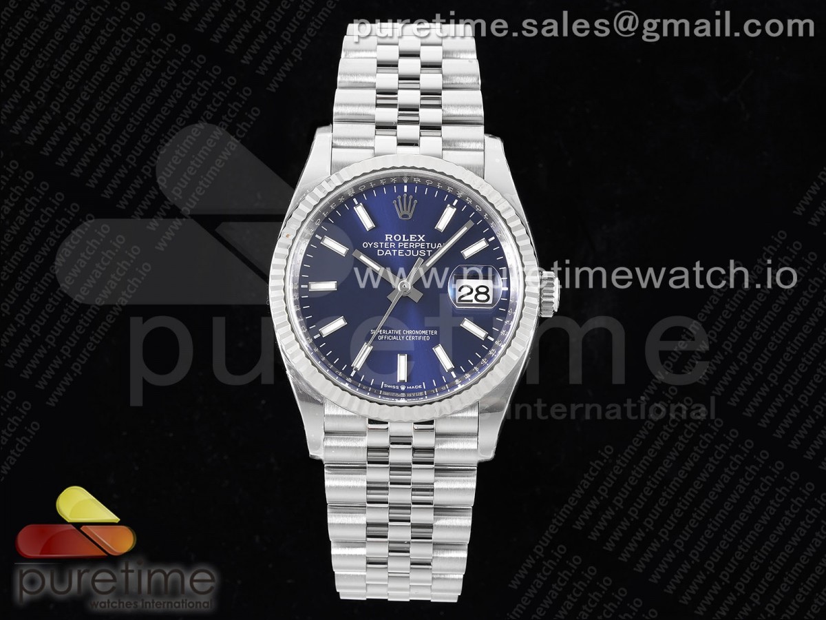 CLEANF 클린공장 롤렉스 데이저스트36 블루다이얼 쥬빌레브레이슬릿 DateJust 36 126234 Clean 1:1 Best Edition 904L Steel Blue Stick Dial on Jubilee Bracelet VR3235