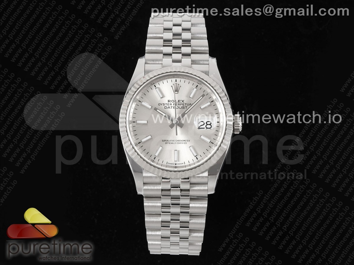 CLEANF 클린공장 롤렉스 데이저스트36 실버다이얼 쥬빌레스틸브레이슬릿 DateJust 36 126234 Clean 1:1 Best Edition 904L Steel Silver Stick Dial on Jubilee Bracelet VR3235