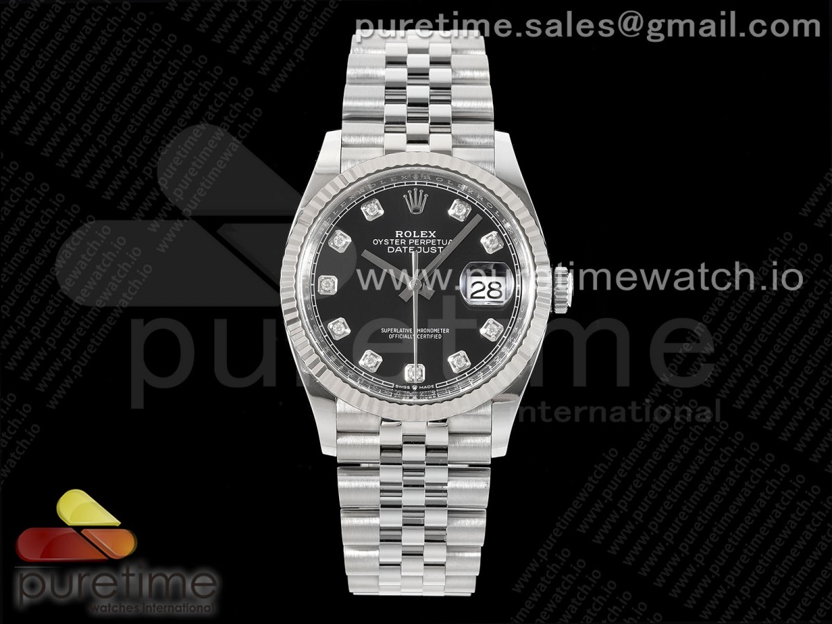 CLEANF 클린공장 롤렉스 데이저스트36 블랙텐포인트다이얼 쥬빌레브레이슬릿 DateJust 36 126234 Clean 1:1 Best Edition 904L Steel Black Diamonds Dial on Jubilee Bracelet VR3235