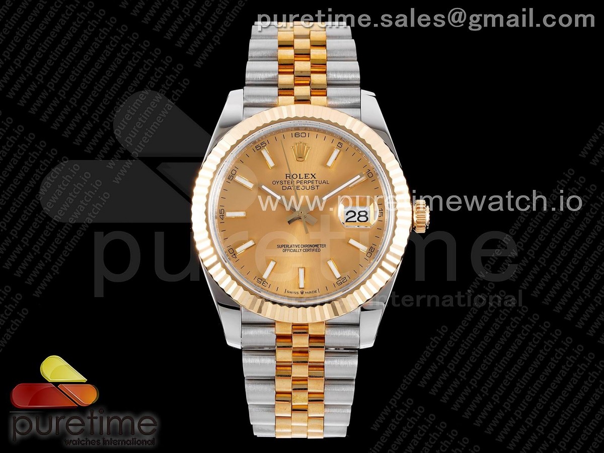 3EF 롤렉스 데이저스트41 옐로우골드 포금콤비 골드다이얼 스틸브레이슬릿 DateJust 41 126333 YG Wrapped 3EF 1:1 Best Edition YG Stick Dial on Jubilee Bracelet SA3235