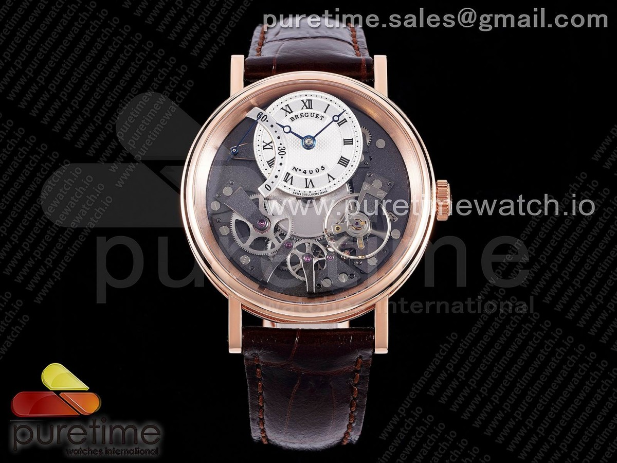 ZF 브레게 트레디션 로즈골드 화이트/그레이다이얼 브라운가죽스트랩 Tradition 7097BB RG ZF 1:1 Best Edition White/Gray Dial on Brown Leather Strap A505