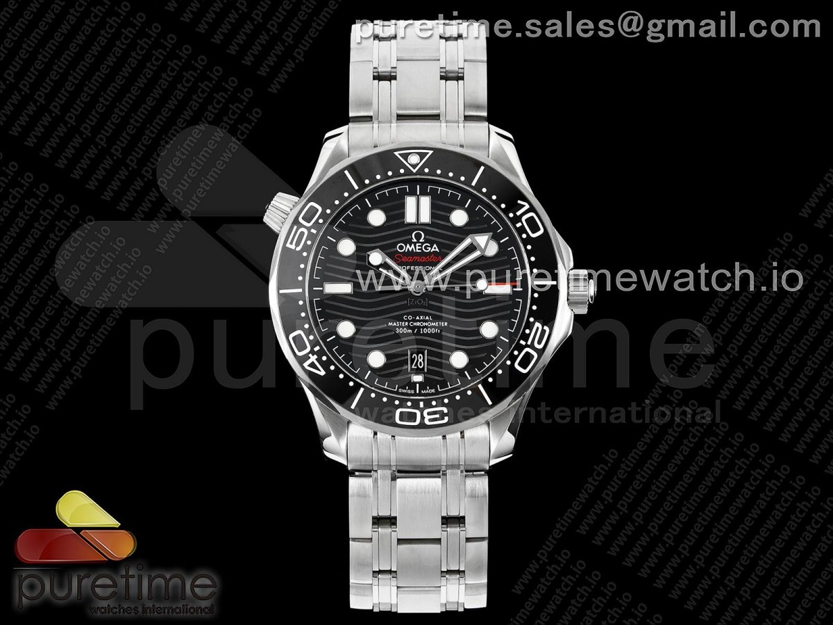 ORF 오메가 씨마스터 다이버300 블랙다이얼 스틸브레이슬릿 Seamaster Diver 300M ORF 1:1 Best Edition Black Ceramic Black Dial on SS Bracelet A8800