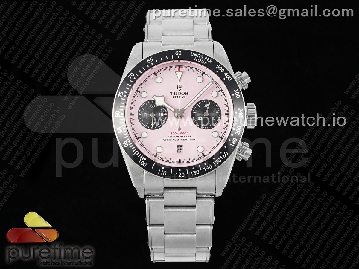 TWF 튜더 블랙베이 크로노 핑크다이얼 스틸브레이슬릿 Black Bay Chrono SS TWF 1:1 Best Edition Pink Dial on SS Bracelet A7750