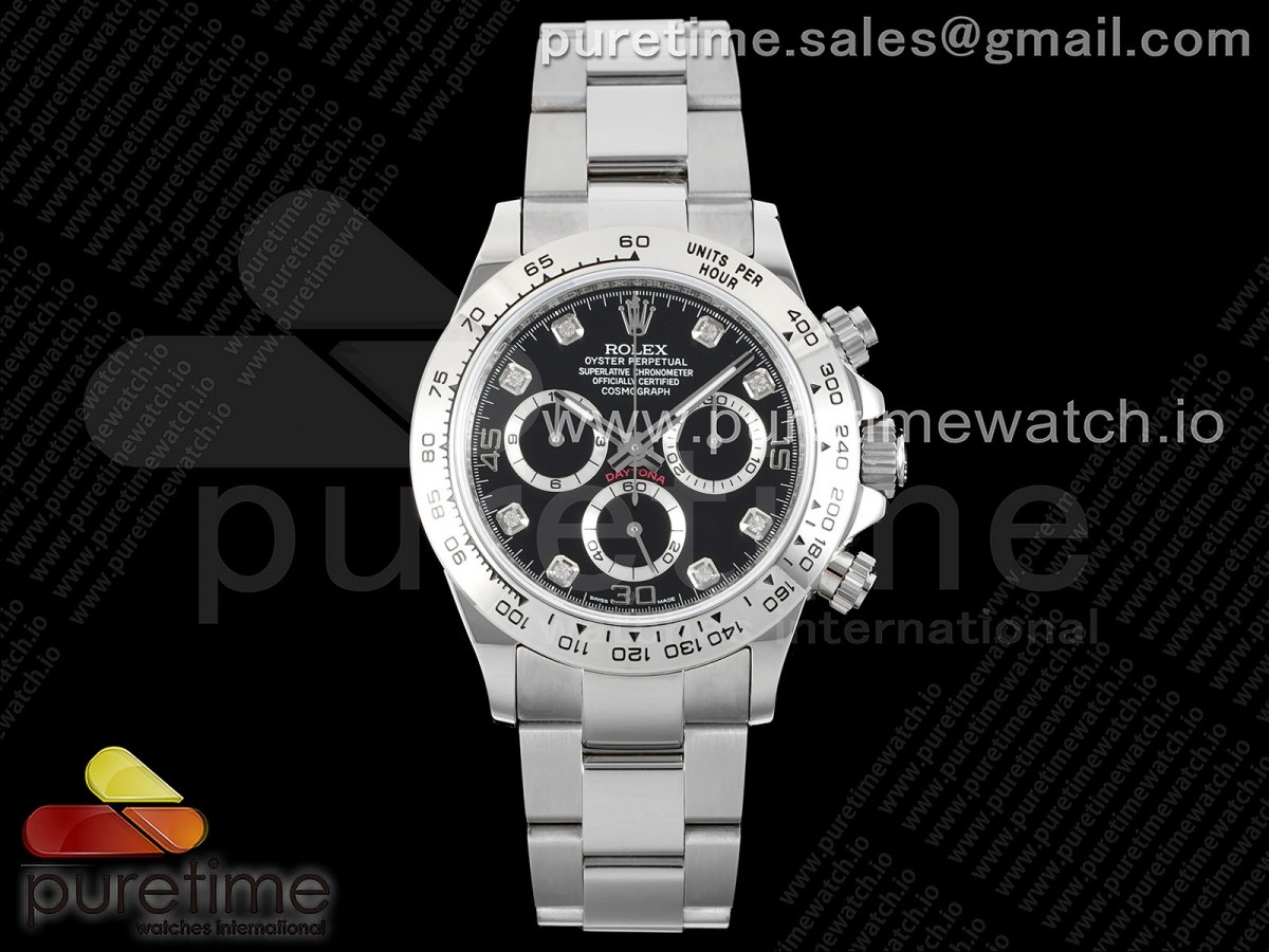 VRF 롤렉스 데이토나 블랙8P다이얼 스틸브레이슬릿 Daytona 116509 VRF 1:1 Best Edition Black Diamonds Dial on SS Bracelet A7750