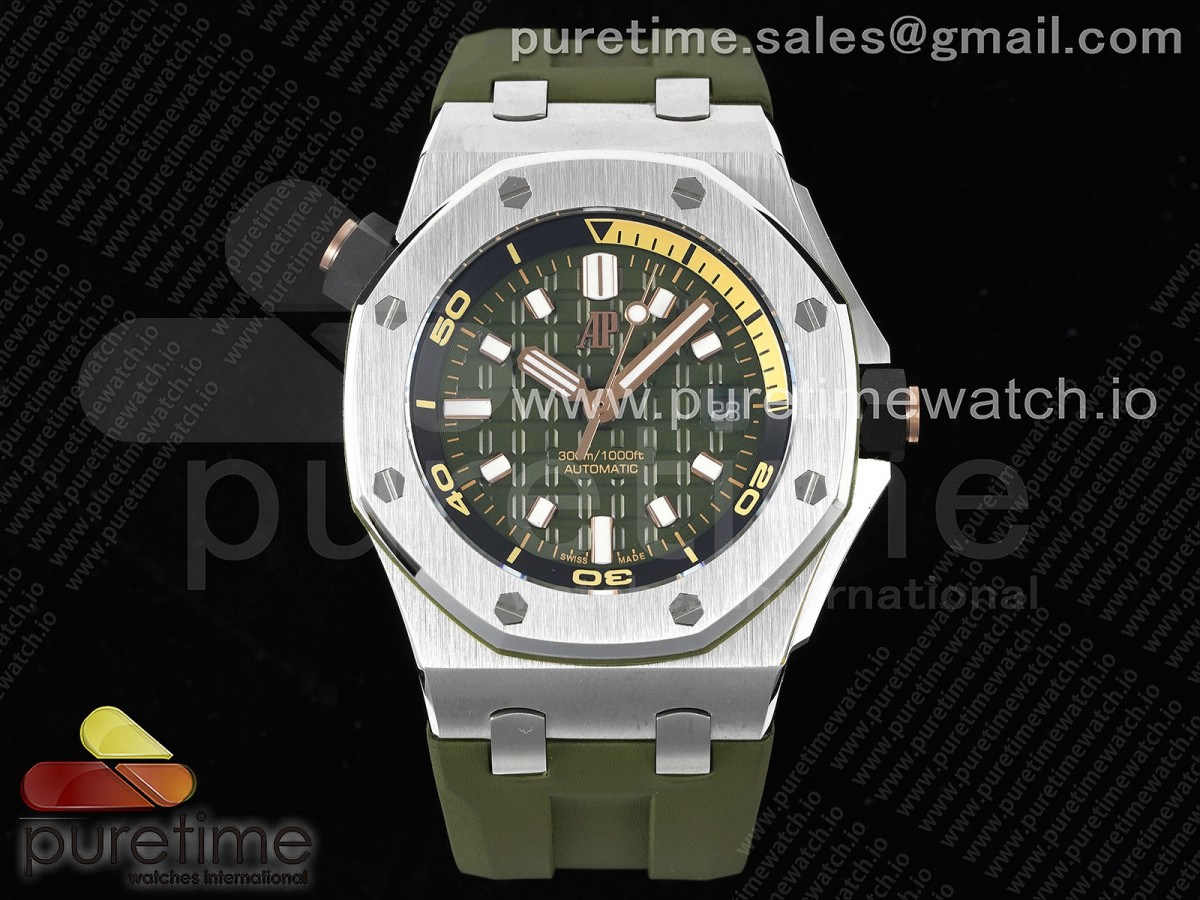 BF 오데마피게 로얄오크 오프쇼어 다이버 15720 그린다이얼 그린러버스트랩 Royal Oak Offshore Diver 15720 BF Best Edition Green Dial on Green Rubber Strap A4308