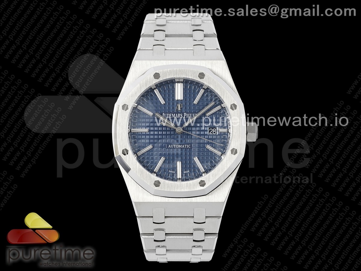 APSF V2 오데마피게 로얄오크 15400 블루다이얼 스틸브레이슬릿 Royal Oak 41mm 15400 SS APSF 1:1 Best Edition Blue Textured Dial on SS Bracelet A3120 Super Clone V2