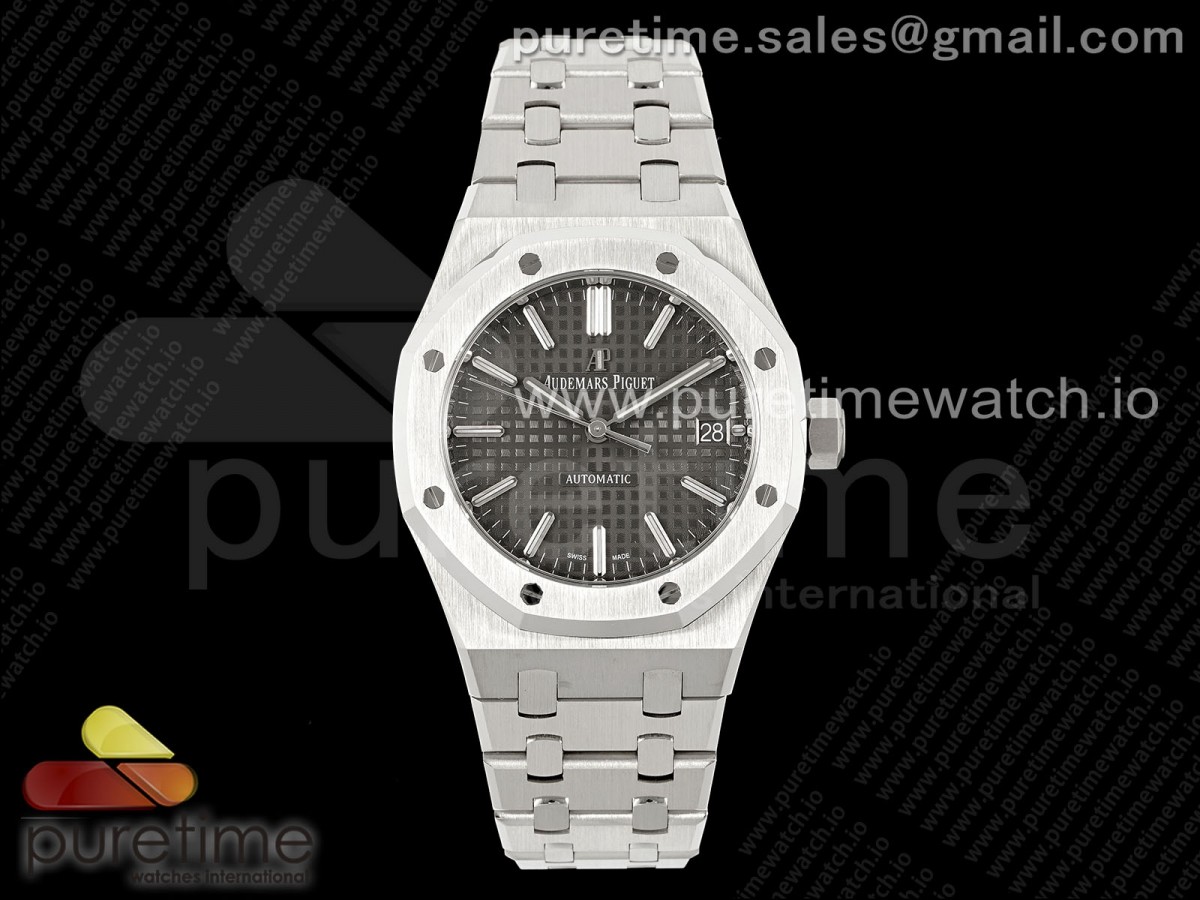 APSF 오데마피게 로얄오크 37미리 15450 그레이텍스쳐다이얼 스틸브레이슬릿 Royal Oak 37mm 15450 SS APSF 1:1 Best Edition Gray Textured Dial on SS Bracelet SA3120 Super Clone