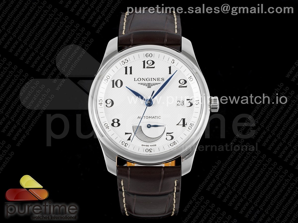 APSF 론진 마스터 파워리저브 화이트다이얼 브라운가죽스트랩 Master Power Reserve SS APSF 1:1 Best Edition White Dial on Brown Leather Strap AL602