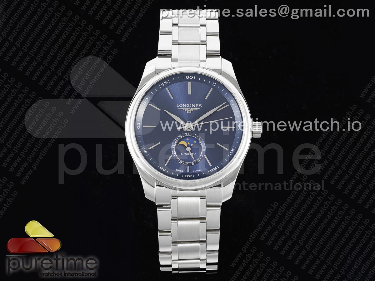 APSF 론진 마스터 문페이즈 블루다이얼 스틸브레이슬릿 Master Moonphase SS APSF 1:1 Best Edition Blue Stick Dial on SS Bracelet AL899