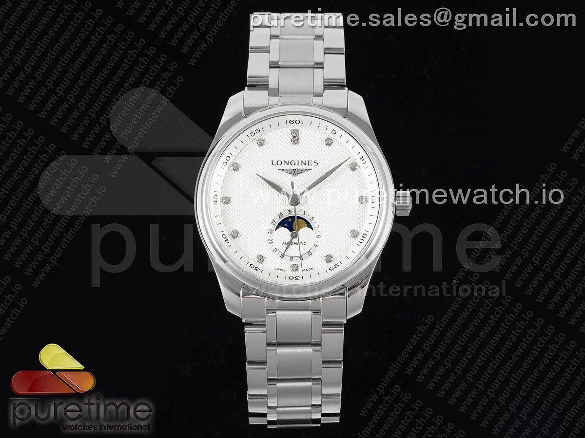 APSF 론진 마스터 문페이즈 화이트다이아다이얼 스틸브레이슬릿 Master Moonphase SS APSF 1:1 Best Edition White Diamonds Dial on SS Bracelet AL899