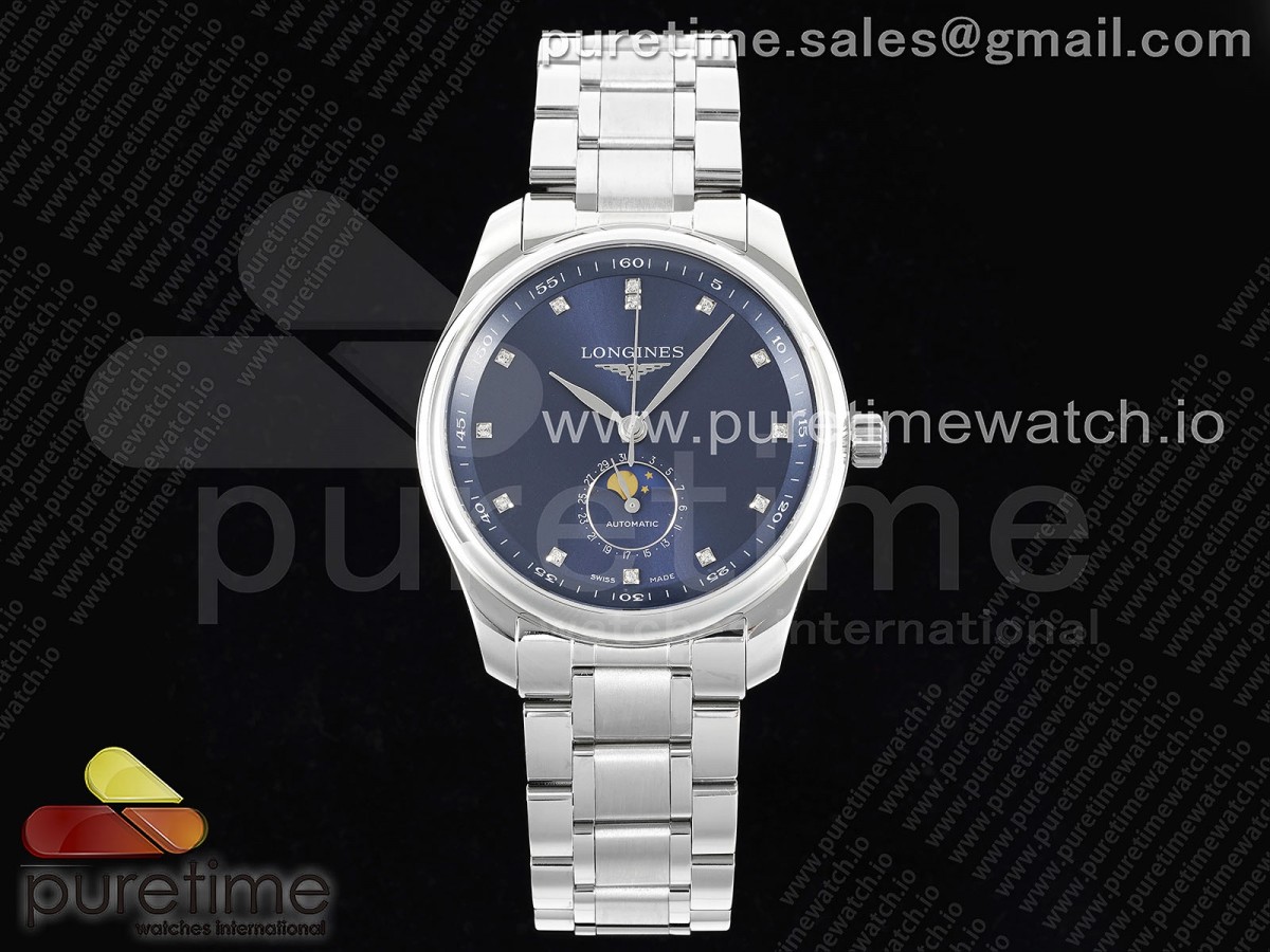 APSF 론진 마스터 문페이즈 블루다이아다이얼 스틸브레이슬릿 Master Moonphase SS APSF 1:1 Best Edition Blue Diamonds Dial on SS Bracelet AL899