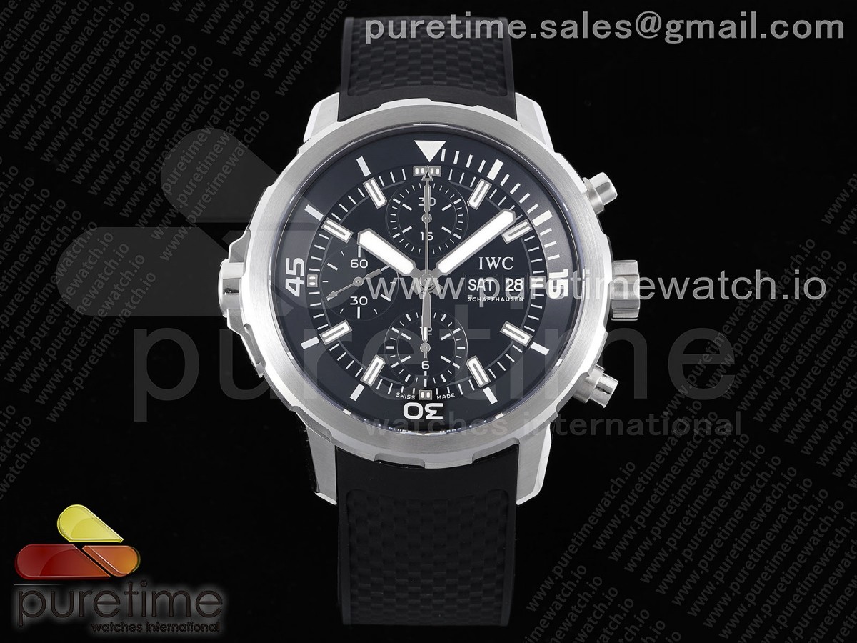 NSF IWC 아쿠아타이머 크로노그래프 블랙다이얼 블랙러버스트랩 Aquatimer Chrono IW3768 SS NSF 1:1 Best Edition Black Dial on Black Rubber Strap A7750