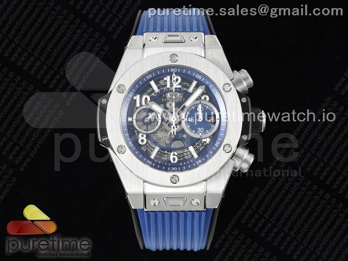 ZF 위블로 빅뱅 유니코 티타늄 블루스켈레톤다이얼 블루러버스트랩 Hublot Big Bang Unico Titanium ZF 1:1 Best Edition Blue Skeleton Dial on Blue Rubber Strap A1280