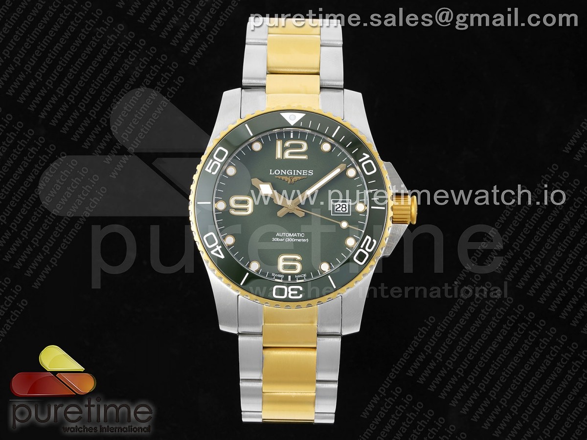 ZF 론진 하이드로 콘퀘스트 옐로우골드콤비 그린다이얼 스틸브레이슬릿 Conquest SS/YG Green Ceramic Bezel SS ZF 1:1 Best Edition Green Dial on SS/YG Bracelet A2824