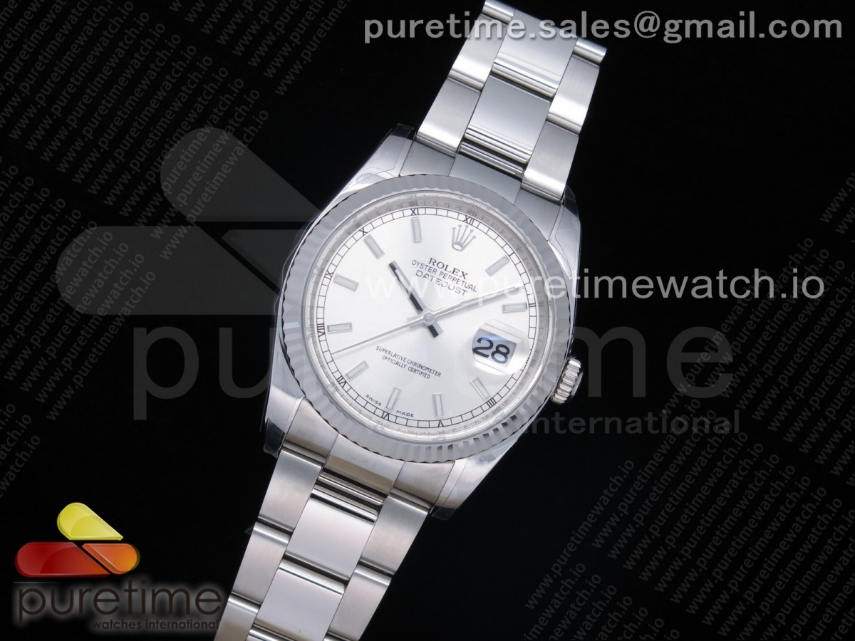 ARF V3 롤렉스 데이저스트36 실버다이얼 오이스터브레이슬릿 DateJust 36 SS 116234 ARF 1:1 Best Edition 904L Steel Silver Dial on Oyster Bracelet SH3135 V3