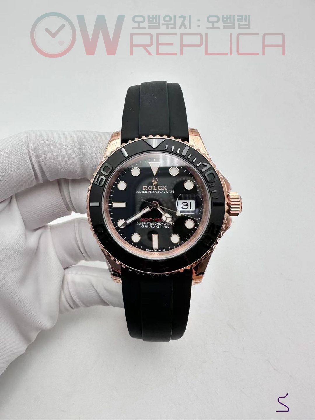 (NEW) VSF 롤렉스 요트마스터 40mm 로즈골드 블랙다이얼 블랙세라믹베젤 블랙러버스트랩 Yacht-Master 126655 VSF 1:1 Best Edition Black Ceramic Bezel on Oysterflex Rubber Strap VS3235