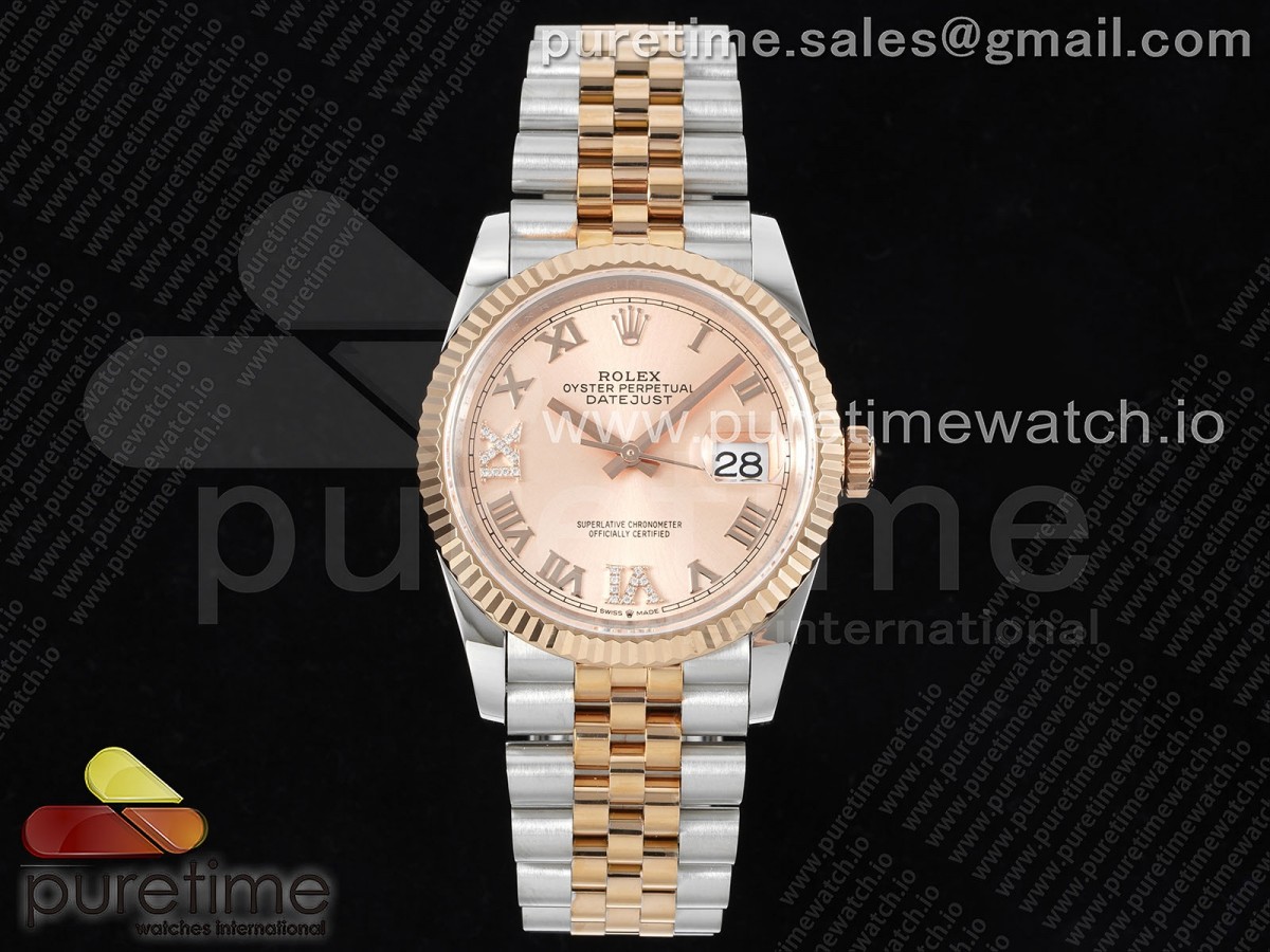 GMF 롤렉스 데이저스트36 로즈골드콤비 로골로만다이얼 스틸브레이슬릿 Datejust 36 SS/RG 904L Steel JDF 1:1 Best Edition RG Dial Diamonds 6/9 Markers on SS/RG Bracelet VR3235